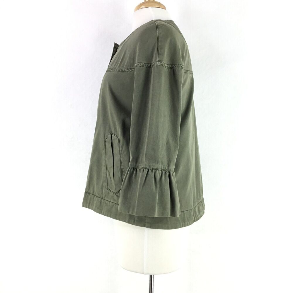 Sanctuary Women Scout Trapeze Jacket sz S Full Zip Ruffle Sleeve Army Green $139 - Picture 7 of 12